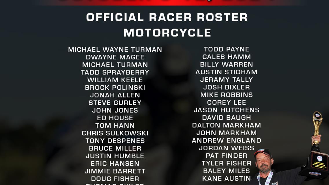 Motorcycle, Junior Dragster Rosters for IHRA Summit SuperSeries World Finals