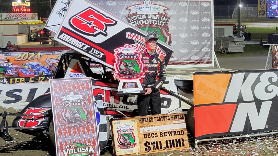 TIMMS TALLIES TEN GRAND PAYDAY IN VOLUSIA USCS SOUTHERN SPRINT CAR SHOOTOUT