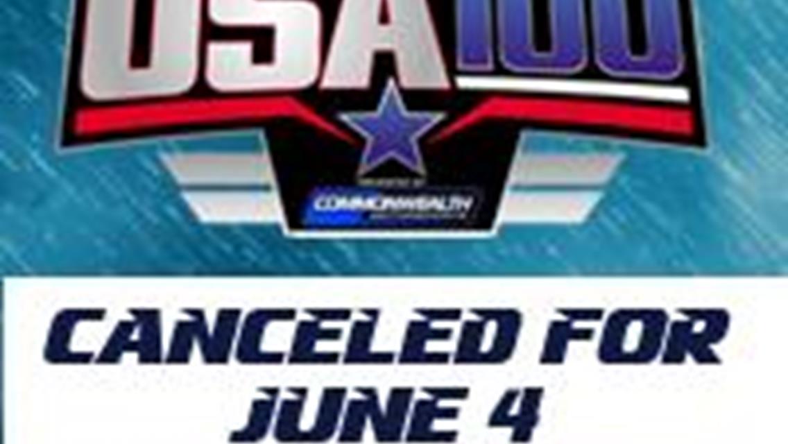 Mother Nature Causes Postponement of $20,000 to win Aaronâ€™s USA 100 till August 6