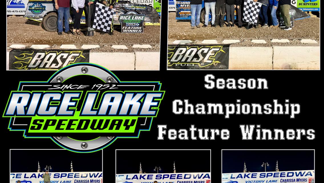 Season Champions Crowned; Myers Breaks Record at Rice Lake Speedway