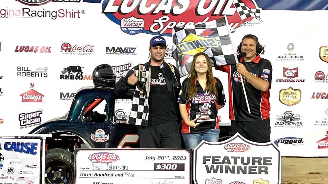 North Dakota&#39;s Johnson captures Legends feature while Kade and Beck also win at Lucas Oil Speedway&#39;s Thursday Night Madness