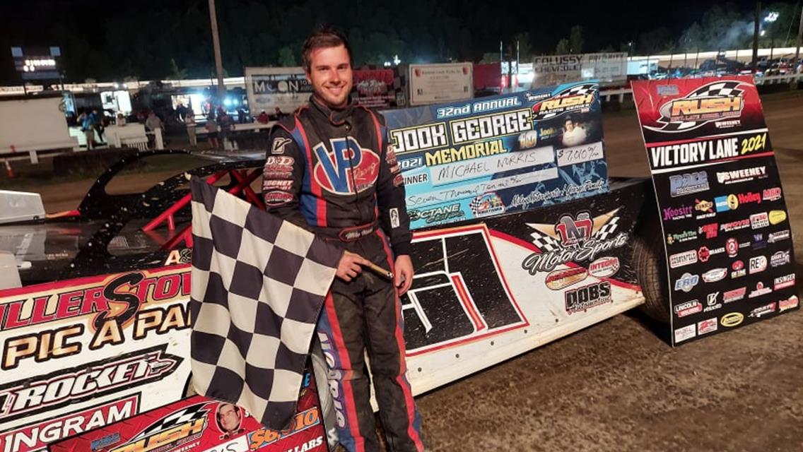 MICHAEL NORRIS WINS PACE RUSH LATE MODEL $7010 &quot;JOOK GEORGE STEEL CITY CLASSIC&quot; FLYNN&#39;S TIRE/BORN2RUN LUBRICANTS TOUR EVENT AT PITTSBURGH FOR 2ND STRA