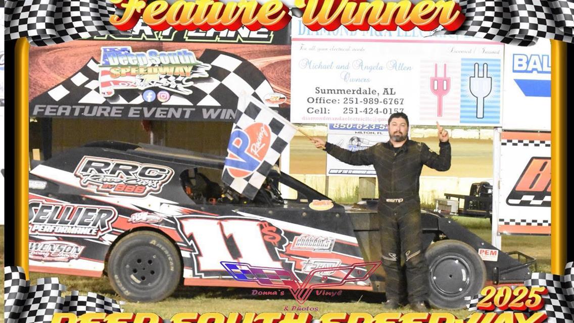 Nicholas Sellier took the checkers at Deep South Speedway on Saturday, September 13 and secured the Modified track championship.