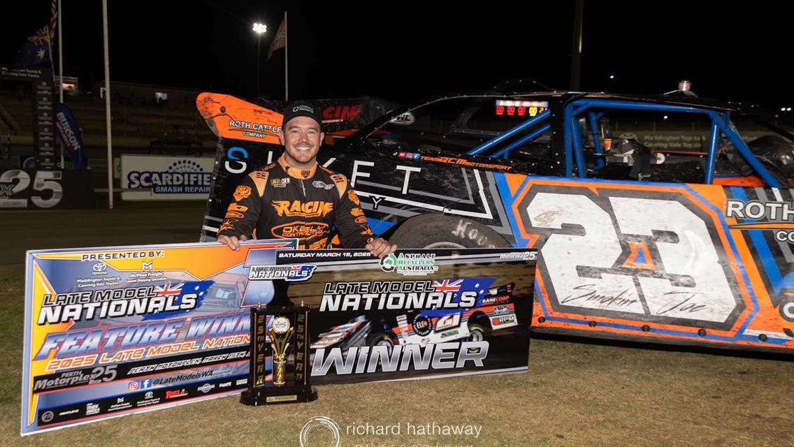 Joe Chalmers stormed to his first-career Australian Late Model Nationals victory on Saturday night, March 15 at Perth Motorplex (Kwinana Beach, WAU) aboard his Team BCM Motorsports No. 23 Super Late Model.