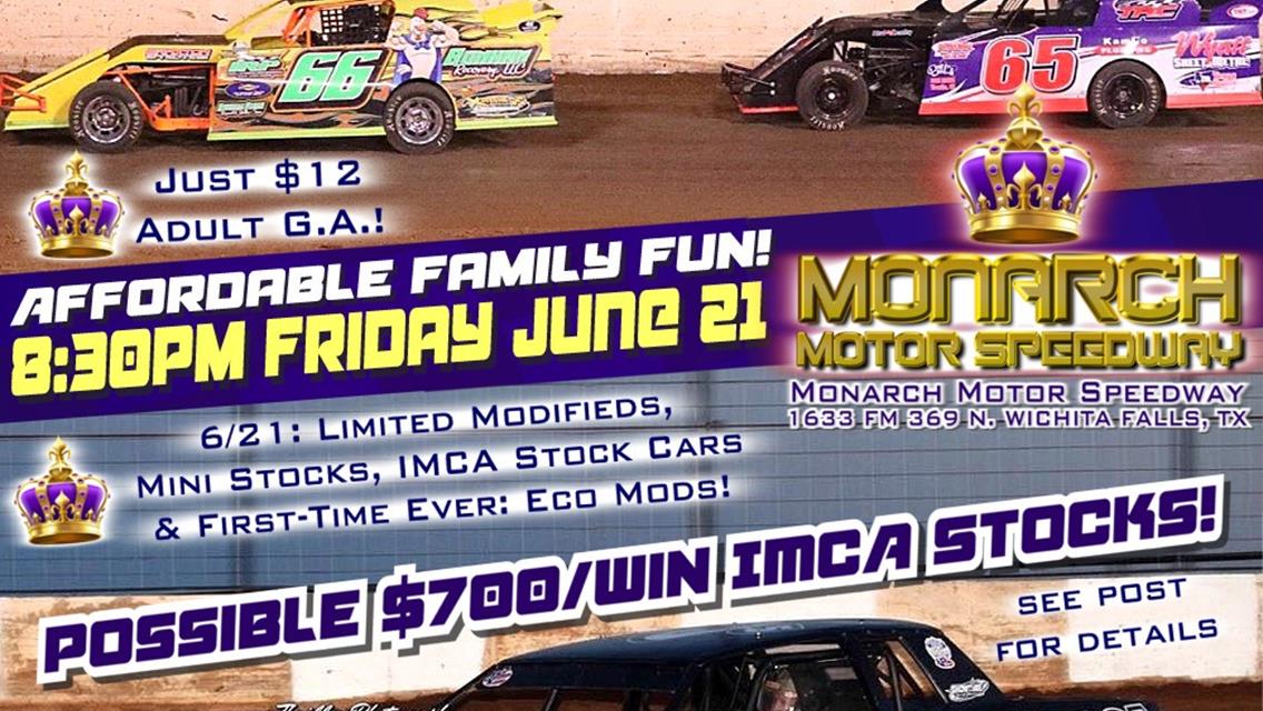 GREAT DIRT TRACK RACING ACTION *THIS FRIDAY 8:30pm, JUNE 21* at MONARCH