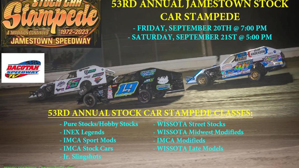 53rd Annual Jamestown Stock Car Stampede - September 20th &amp; 21st