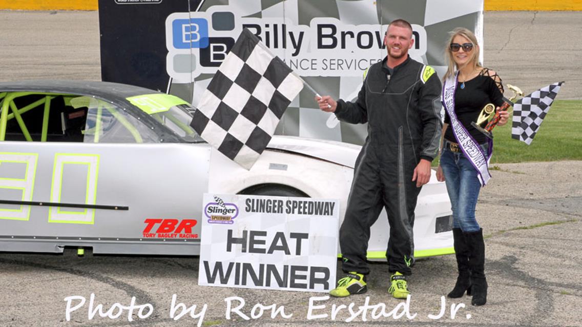 Rich Bickle and Dennis Prunty Split Twin 50-Lap Features at Slinger as Bickle Claims Overall Title