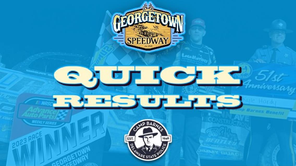51ST CAMP BARNES BENEFIT STOCK CAR RACE RESULTS SUMMARY â€“ GEORGETOWN SPEEDWAY OCTOBER 1, 2023