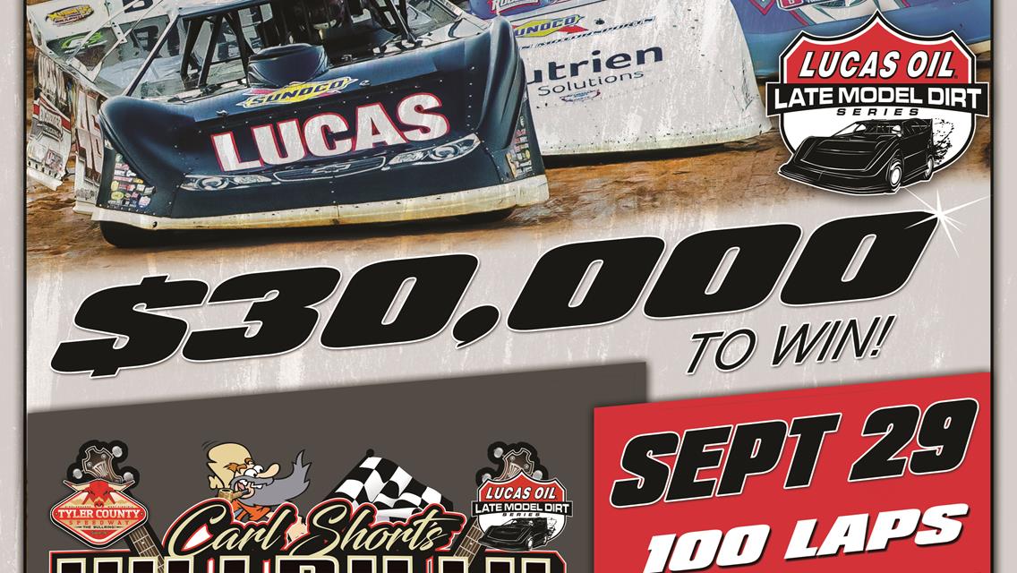 54th Annual Hillbilly 100 to Conclude on Thursday Night, Sept. 29th at Tyler County Speedway