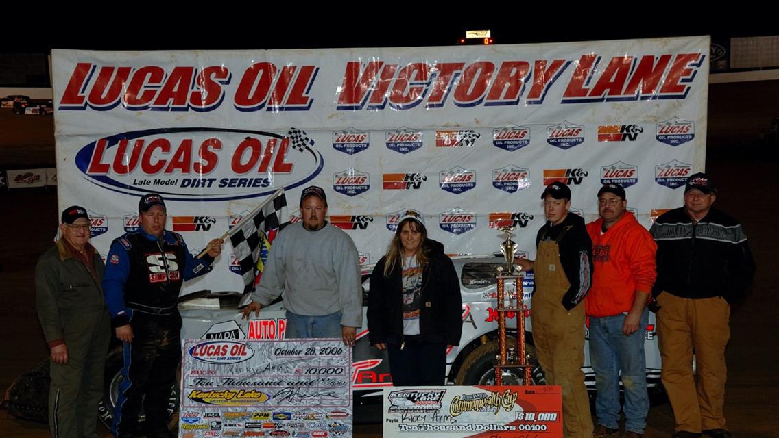 Arms Captures 10th Annual Commonwealth Cup at Kentucky Lake; Pearson, Jr. Takes Second Lucas Oil Late Model Dirt Series Title