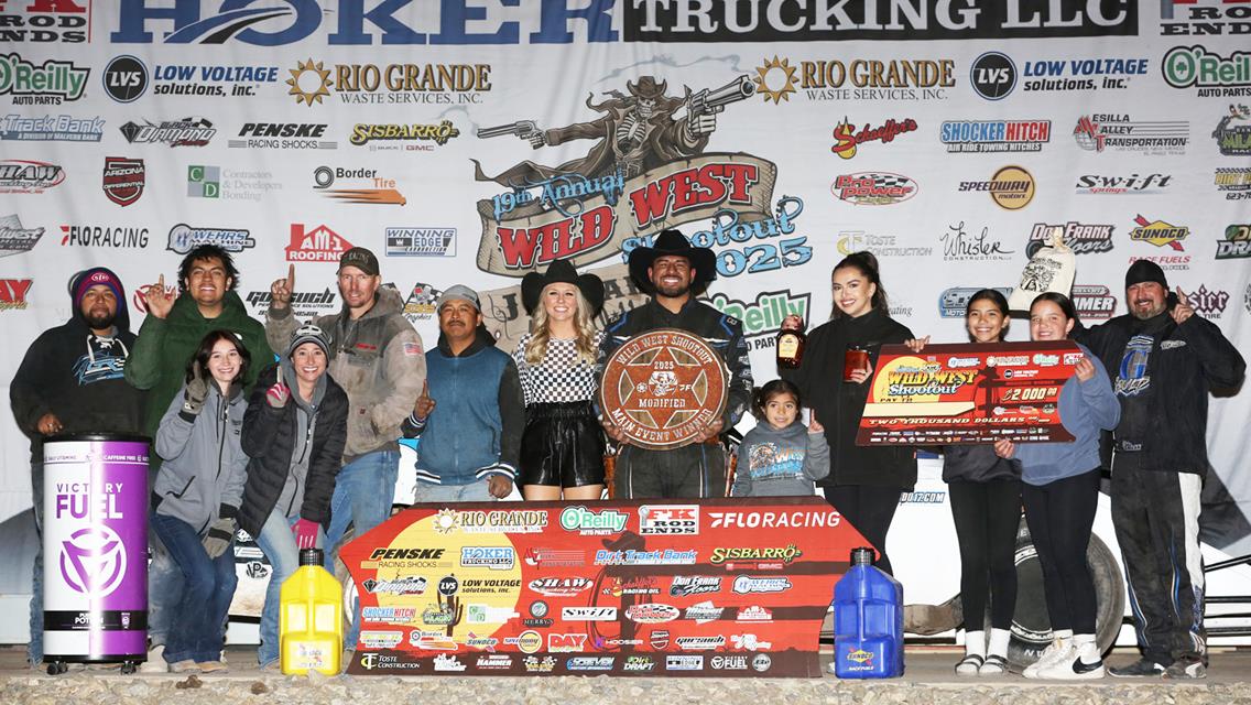 Jake Gallardo ended a long hiatus in Hoker Trucking Victory Lane at the Rio Grande Waste Services Wild West Shootout presented by O&#39;Reilly Auto Parts on Sunday, Jan. 5