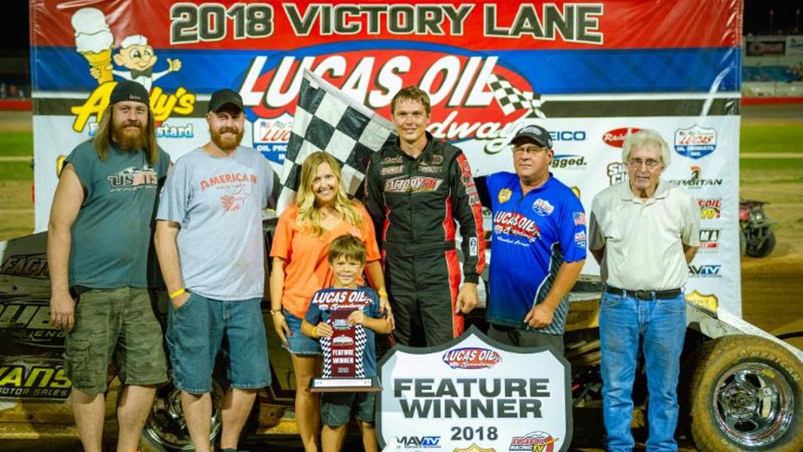 Jackson takes B-Mod headliner at Lucas Oil Speedway; Fennewald, Carter and Hubert also earn feature wins