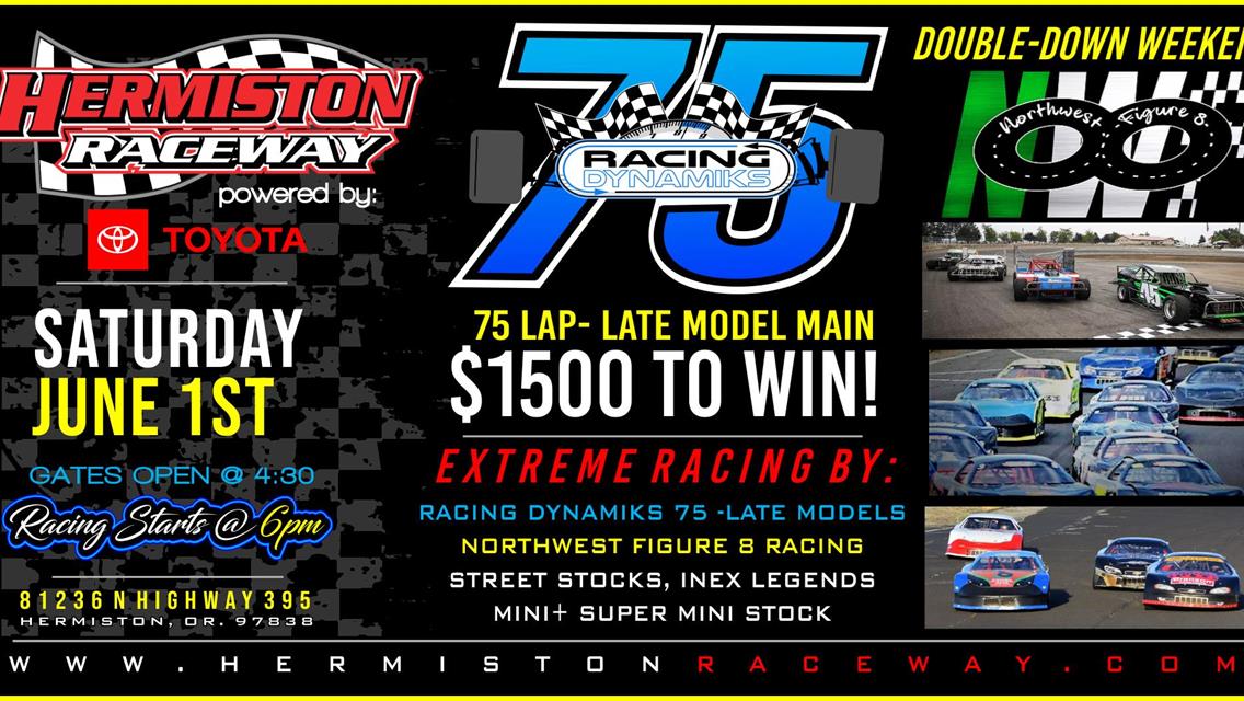 Saturday Night- Day 2 NW Figure 8 + Racing Dynamiks 75-  Late model $1500 to win!