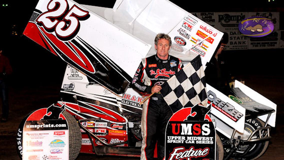 Brooke Tatnell in Victory Lane following his Rice Lake Speedway UMSS win on May 25.