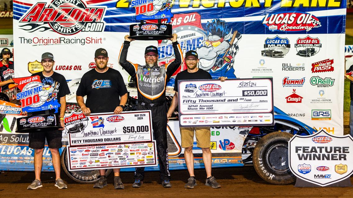 Davenport Dominates for Second Career Show-Me 100 at Lucas Oil Speedway