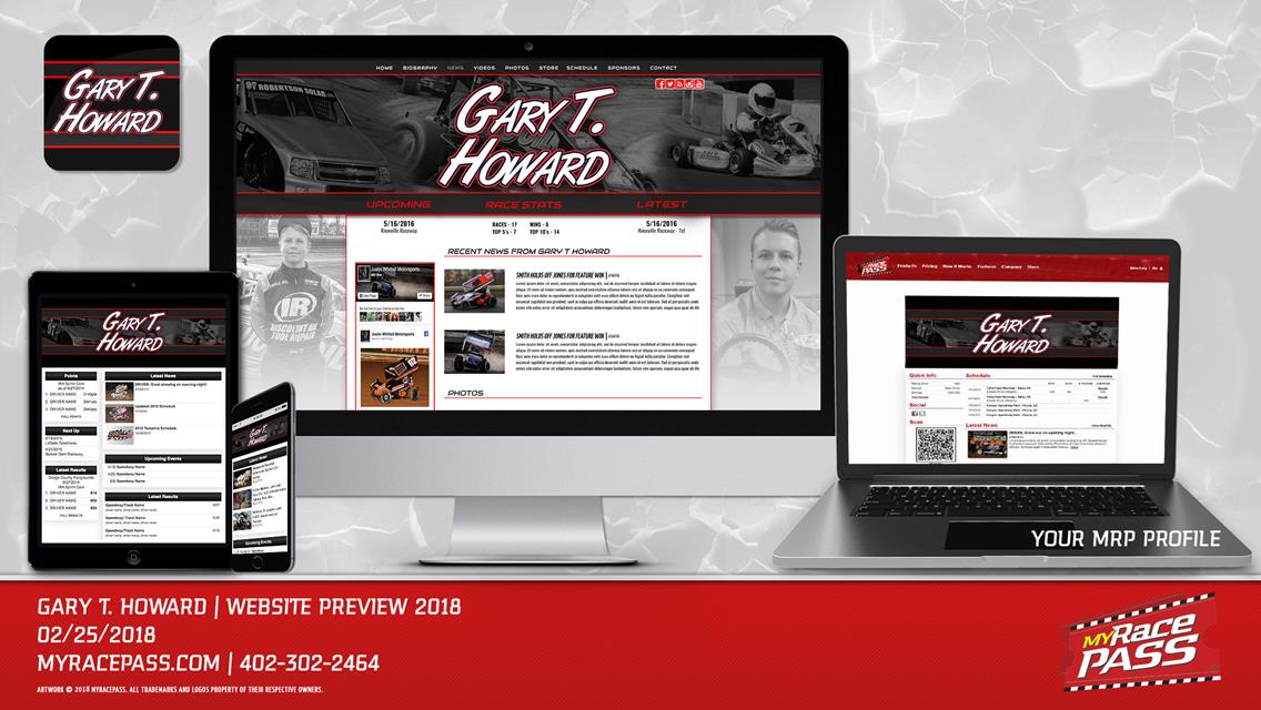 Gary T. Howard Racing Launches new site with MyRacePass
