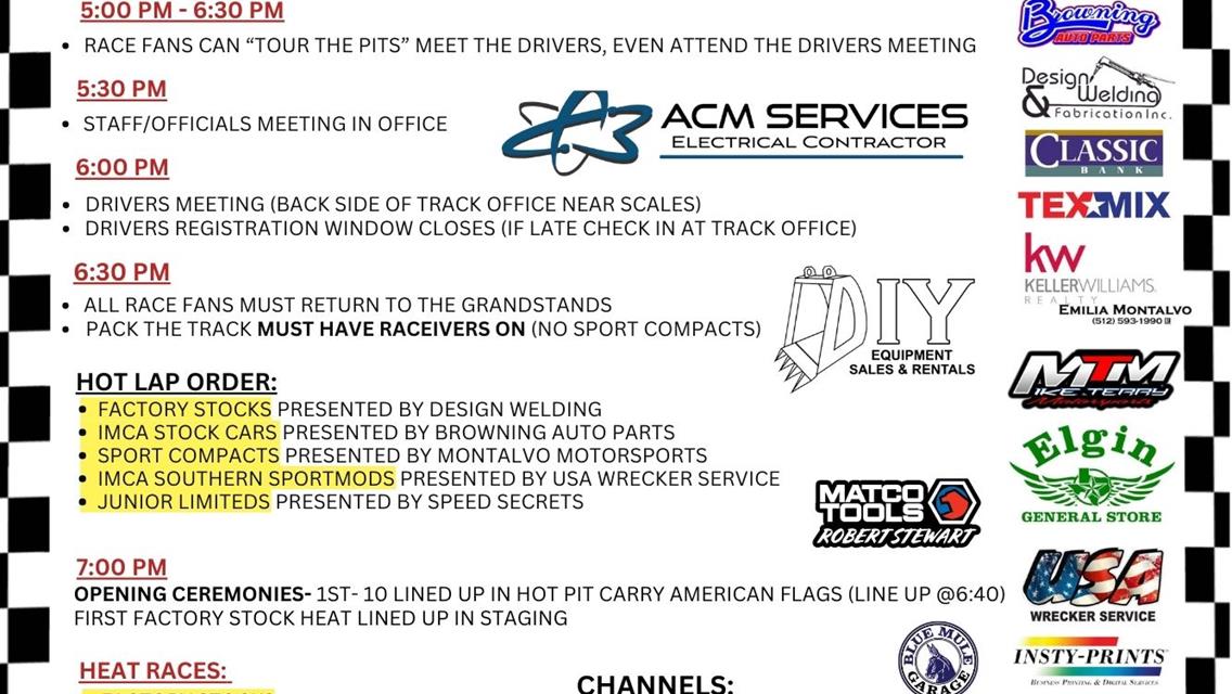August 30th, 2025 Race Day Information