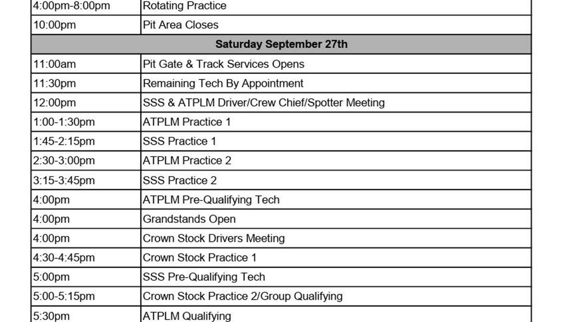 Detail Schedule for Night of Champions 2 on Saturday  Sept. 27.