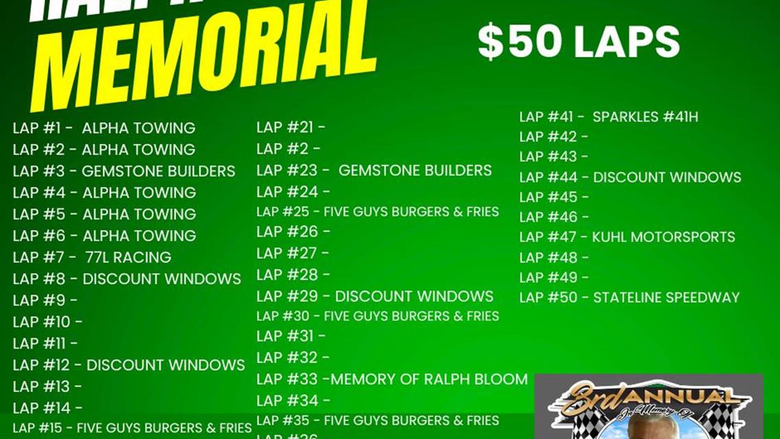 LAPS ARE ALMOST HALF GONE, GET YOURS TODAY AND BE PART OF THIS GREAT EVENT AT COTTAGE GROVE SPEEDWAY!