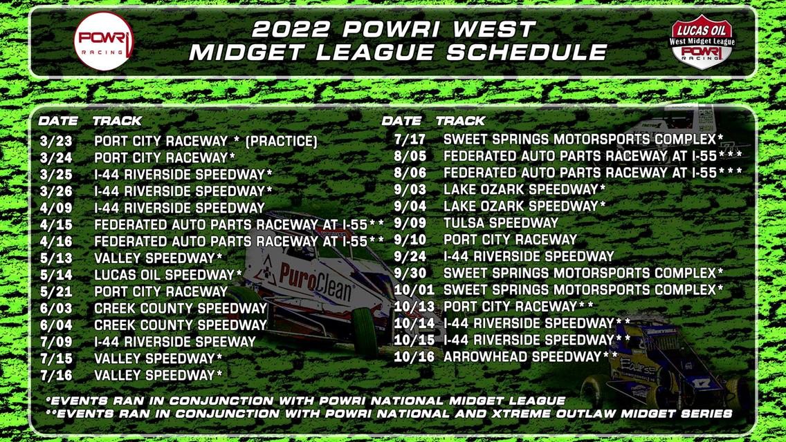 Lucas Oil POWRi West Midget League Solidifies 2022 Season Schedule