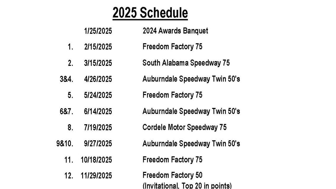 2025 Sportsman Schedule
