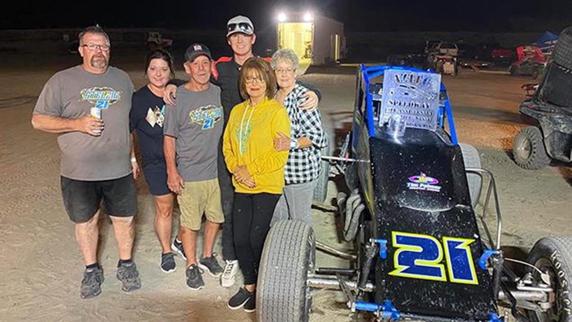 Caleb Stelzig Sweeps Weekend Aztec Speedway Wins in POWRi NMMRA