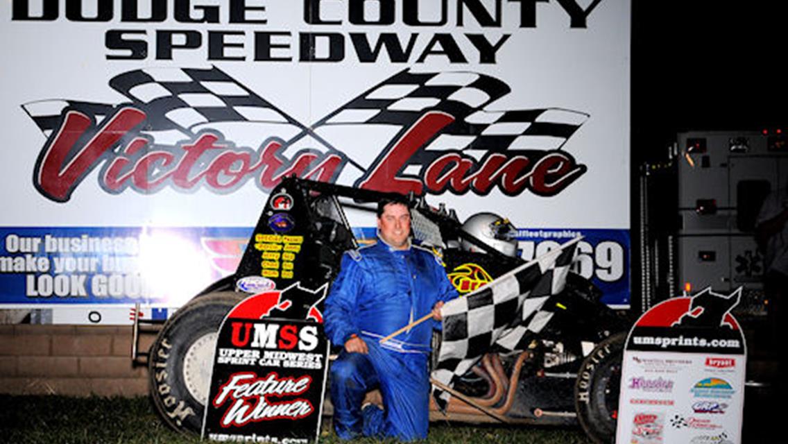 Rob Caho, Jr. in Victory Lane at Dodge County Speedway following his third 2011 TSCS win.
