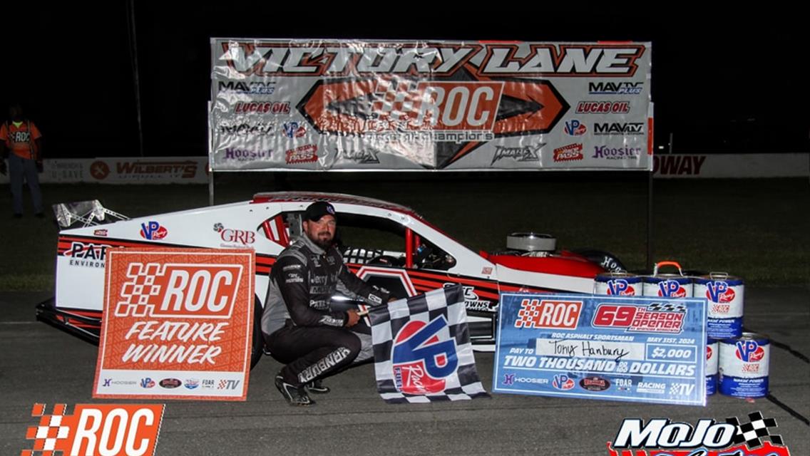 TONY HANBURY RETURNS TO RACE OF CHAMPIONS VICTORY LANE IN ROC SPORTSMAN COMPETITION AT 69TH ANNUAL SPENCER SPEEDWAY OPENER