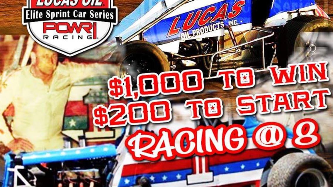 Lucas Oil POWERI Racing Elite Sprint Car Series Invades the speedway for the Wild Bill White Shootout July 6th