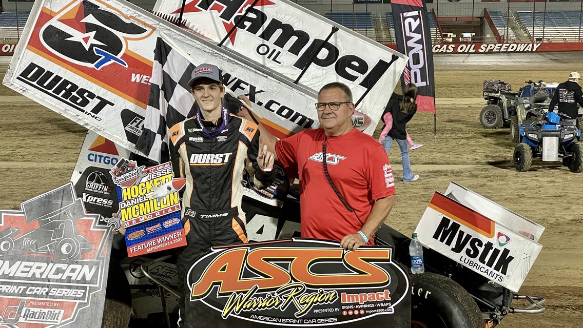 Timms, Chapple earn feature wins on Night One of Hockett-McMillin Memorial at Lucas Oil Speedway