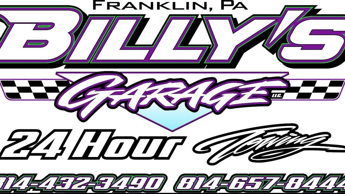 RUSH SPRINT CARS TO BE PRESENTED BY BILLY&#39;S GARAGE AT SHARON IN 2024; 1ST APPEARANCE ON JUNE 12
