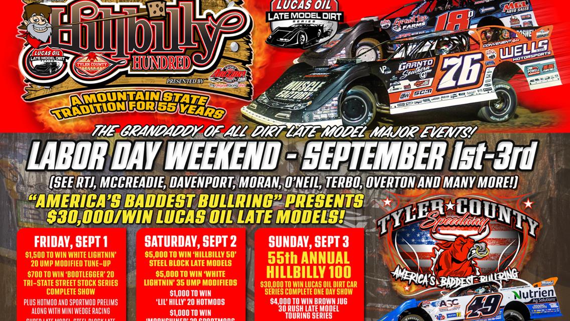 Advance Tickets and Reserve Seats to the 55th Annual &#39;Hillbilly Hundred&#39; at Tyler County Speedway on Sale Now!