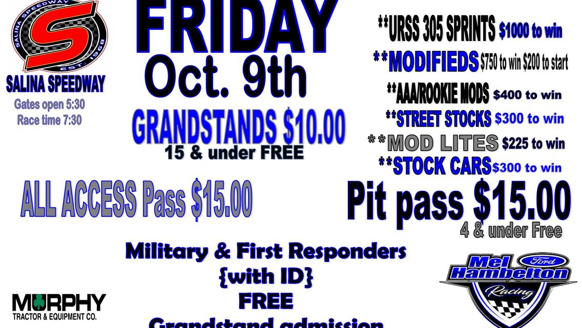 Come join us Friday Night Oct. 9th