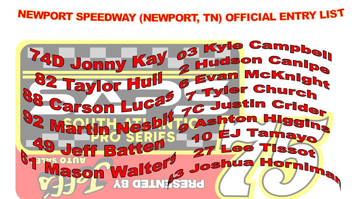 NEWPORT SPEEDWAY OFFICIAL ENTRY LIST