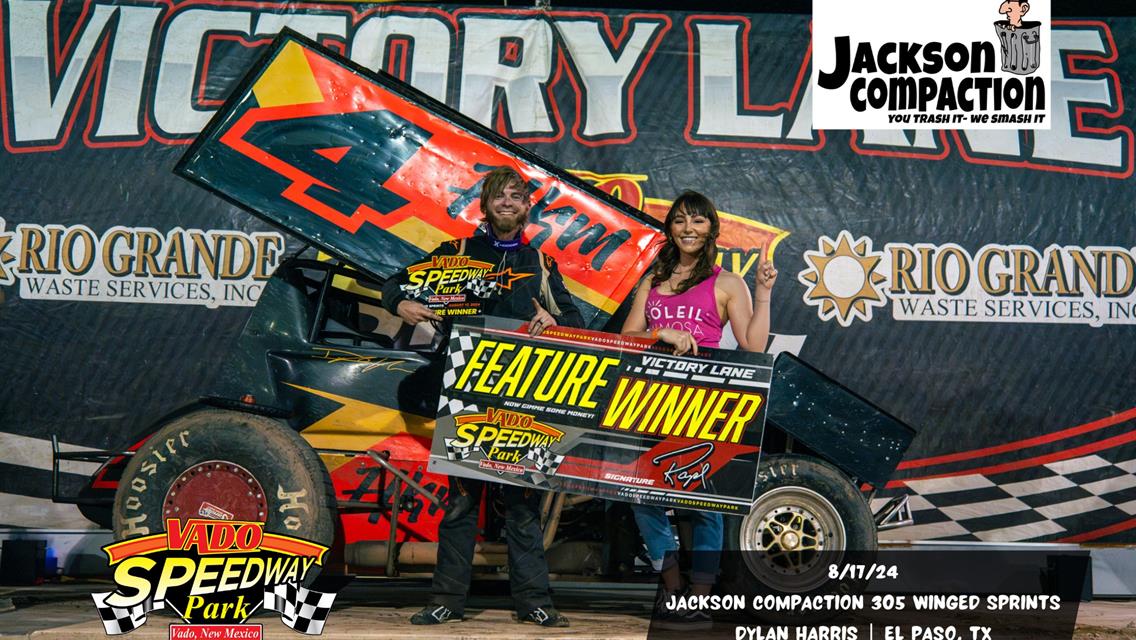 Dylan Harris Drives to Jackson Compaction POWRi Vado 305 Sprint Victory