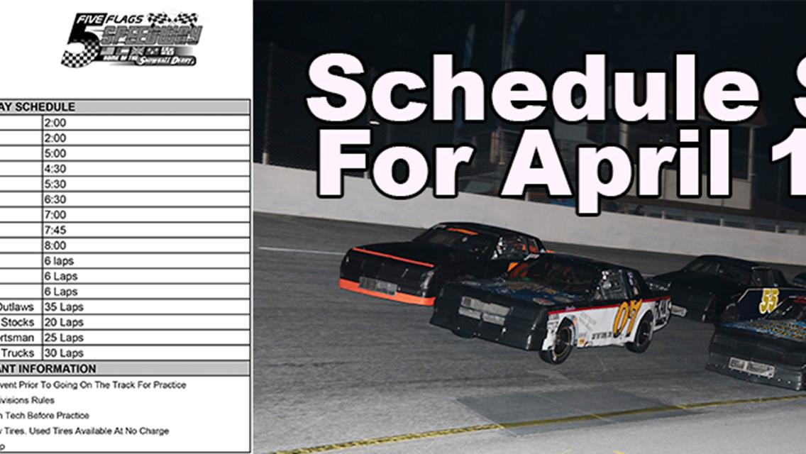 Schedule for Next Race event on April 16