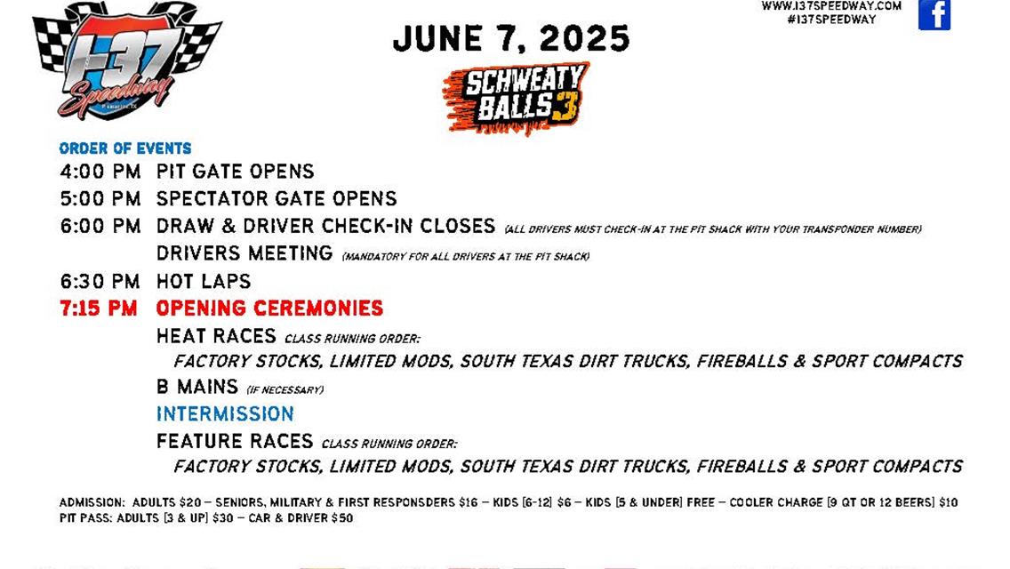 June 7th; Schweaty Balls 3!  Race Day Info!