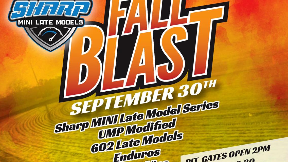 Back in action Saturday 9/30 featuring Sharp Mini Late Models
