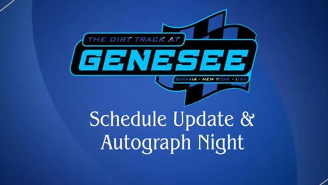 Schedule Update: Rescheduled Race and Autograph Night Announced