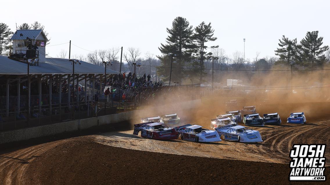 Fans pack the Brownstown Speedway for Lucas Oil Late Model Dirt Series action in the Indiana Icebreaker!