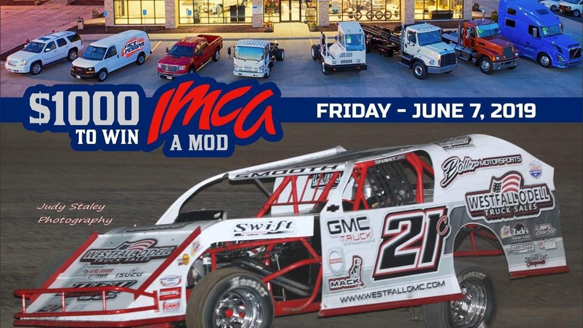 $1,000 to win IMCA Modified Race Headlines Westfall GMC Night at the Races