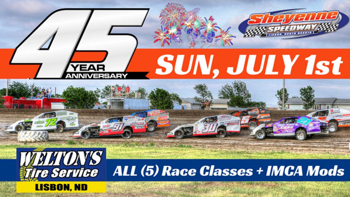 Sunday, July 1st is a night of celebration at Sheyenne Speedway!