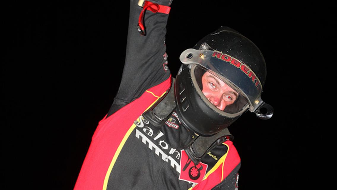 Roberts Holds off Bubak for Speedway Motors A feature win