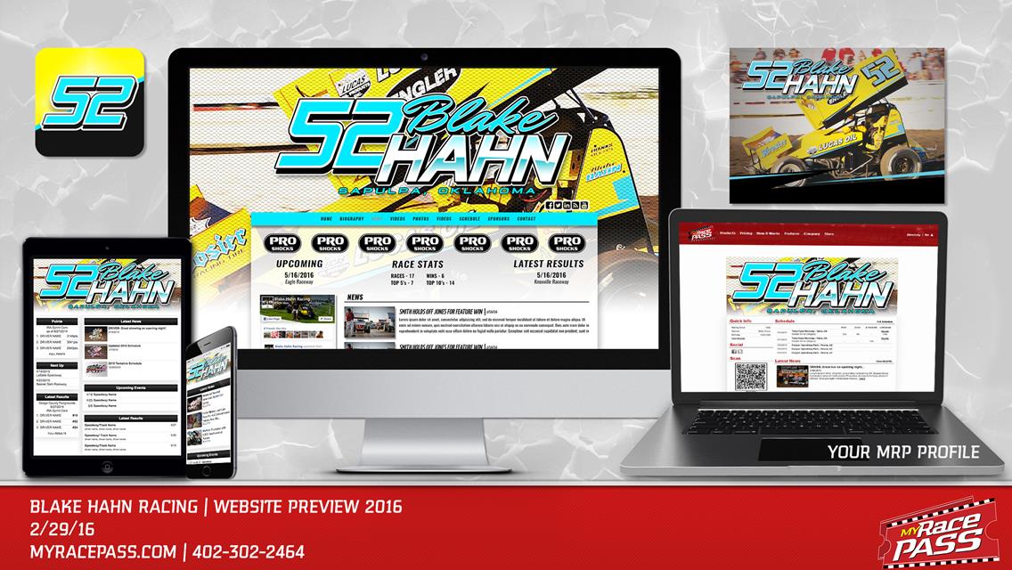 MyRacePass Creates Pro Platinum Driver Website for Blake Hahn