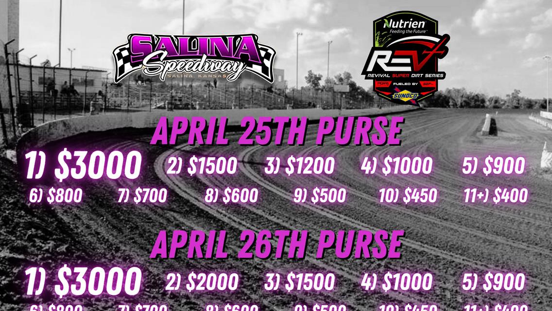 SALINA DOUBLEHEADER WILL NOW FEATURE $3000 TO WIN SUPER LATE MODEL EVENTS