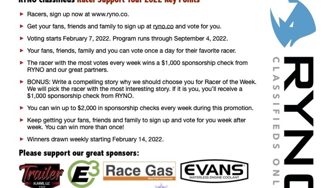 Attention Racers In All Three Venues Win Sponsorship Here!