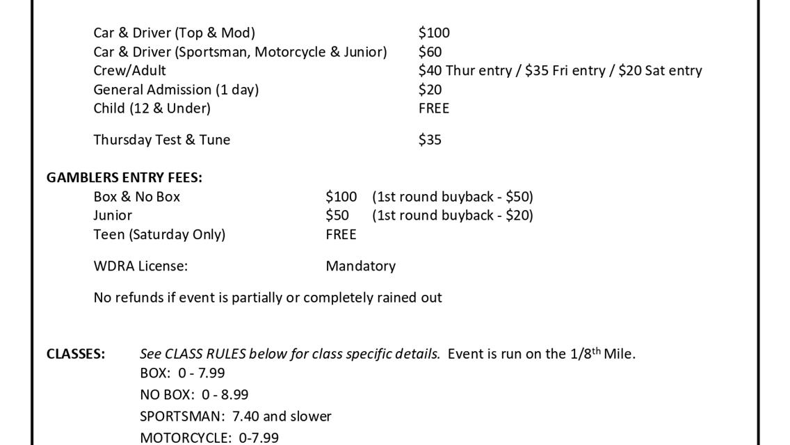 2024 WDRA Midwest Bracket Finals Information &amp; Rules