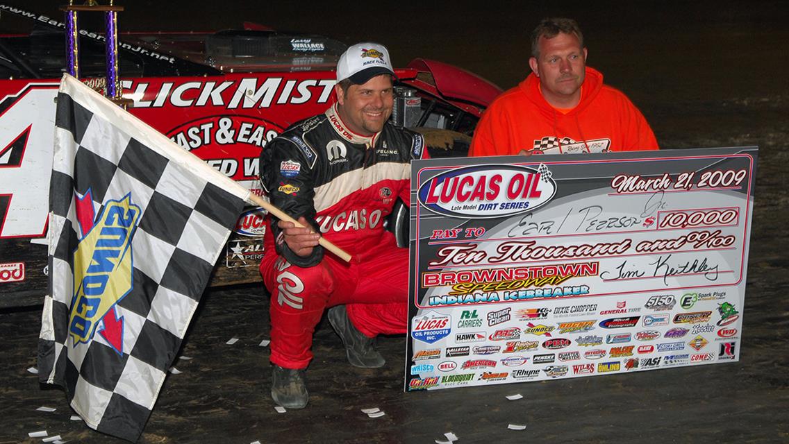 Earl Pearson Jr. Wins Indiana Icebreaker before Standing Room Only Crowd at Brownstown Speedway