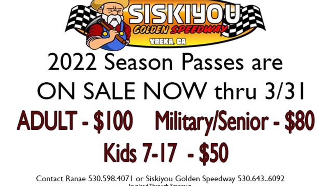 GRANDSTAND SEASON PASSES AVAILABLE Thru 3/31