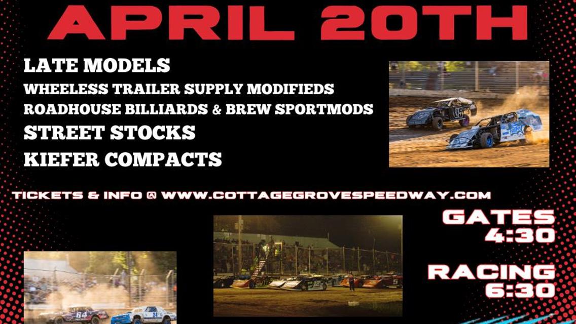 RACES ARE ON FOR TONIGHT! SATURDAY, APRIL 20TH!!